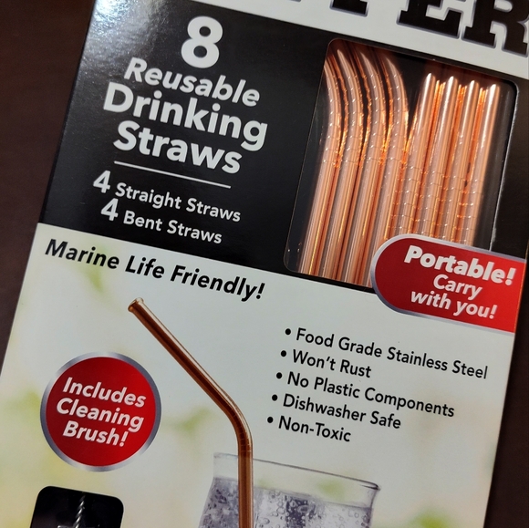 NEW! RED COPPER Reusable Straws (8ct.) - Picture 4 of 5